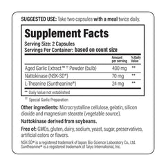 Kyolic odorless aged garlic extract capsules emphasizing gentle daily use.