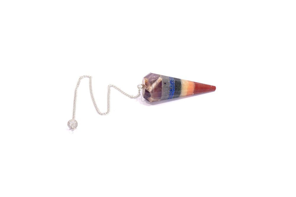 L Pedra Crystal seven chakra pendulum ready for chakra balancing practice