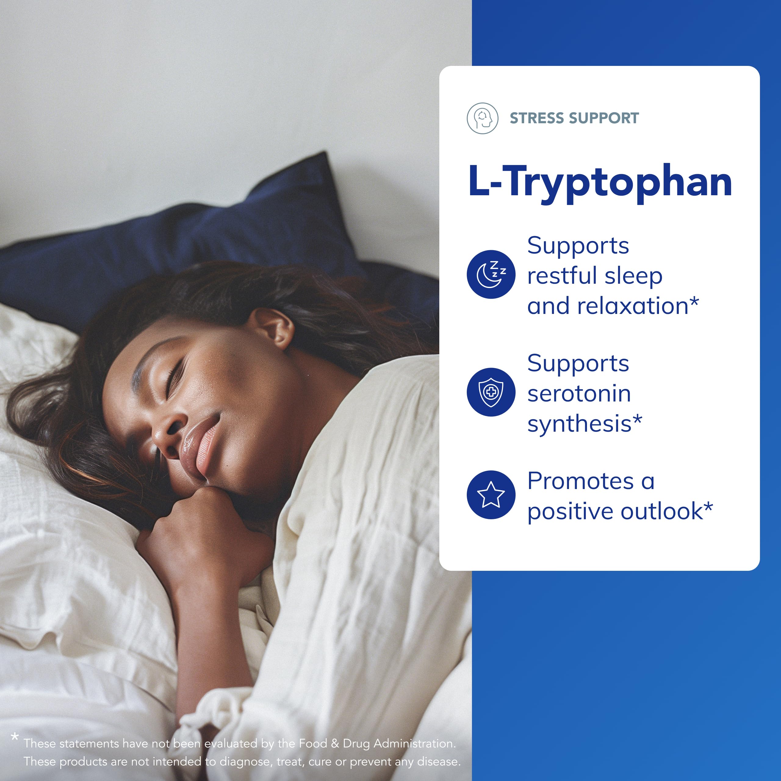 L-Tryptophan capsules on a nightstand suggesting an easy sleep routine