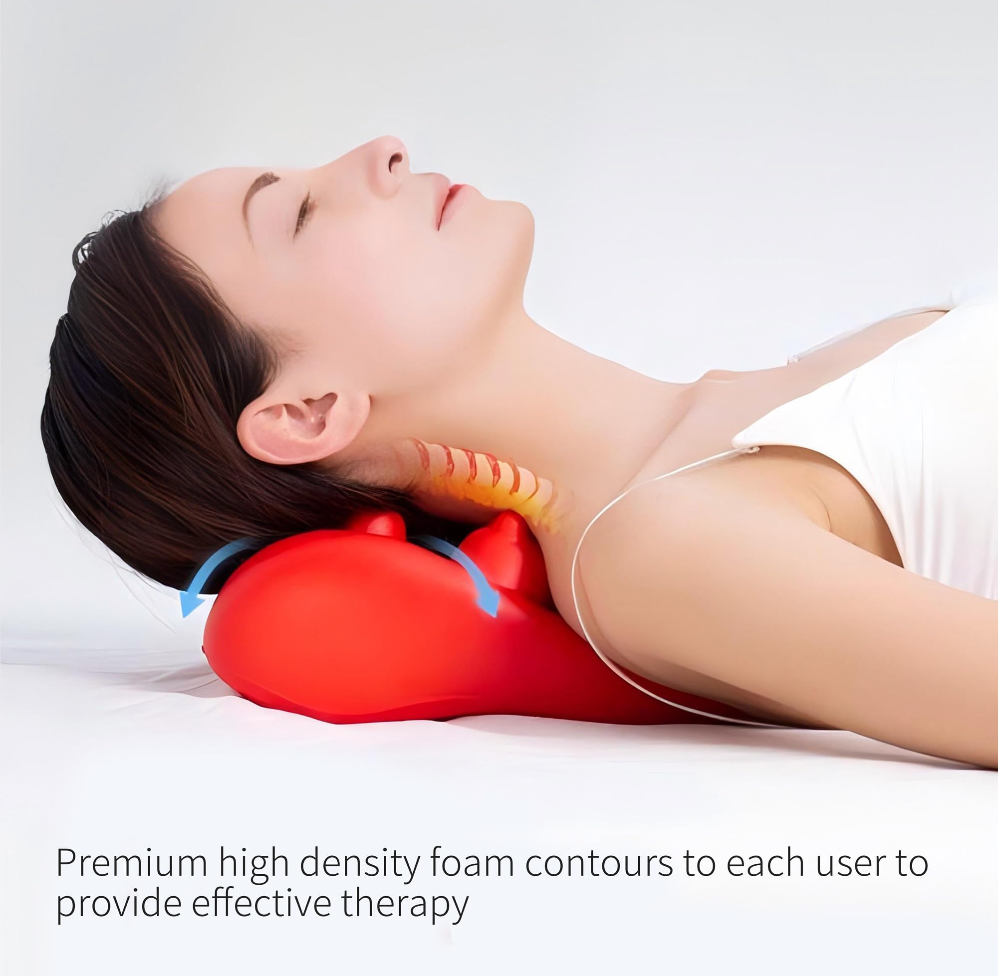 L-WASH neck pillow side view highlights contoured support for neck comfort and traction