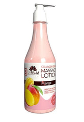 La Palm Island Mango massage lotion in a pump bottle for quick absorption and hydration.