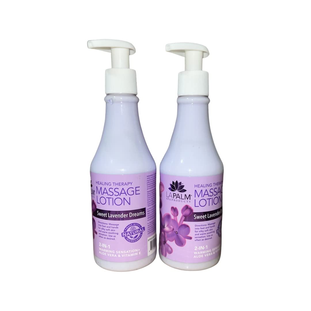 La Palm Healing Therapy Lavender Dreams 2-pack bottle for soothing massage and soft, healthy skin.