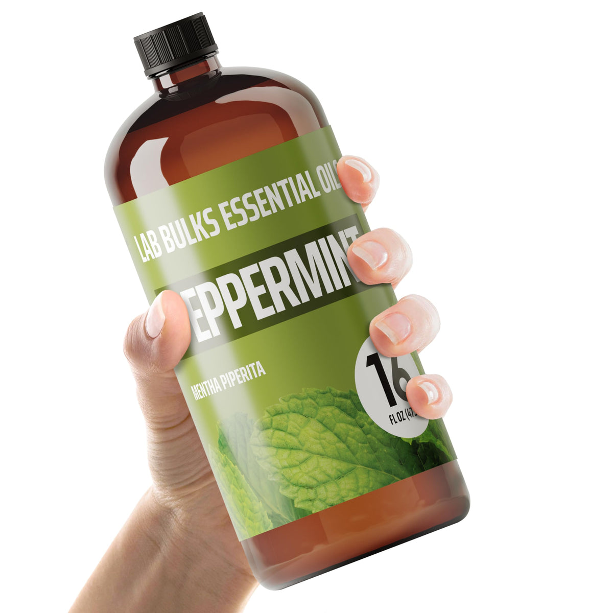 Lab Bulks Peppermint Essential Oil bottle ready for diffuser use and refreshing scent.