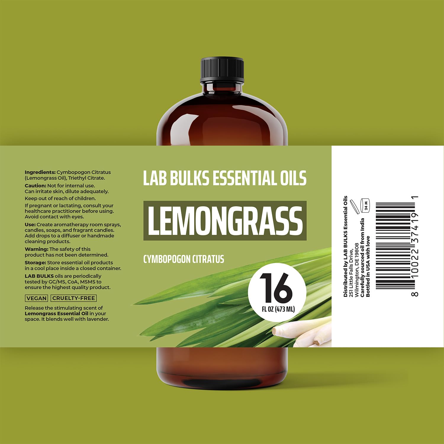 Lab Bulks Lemongrass Oil diffuser blend setup offers fresh aromatic notes