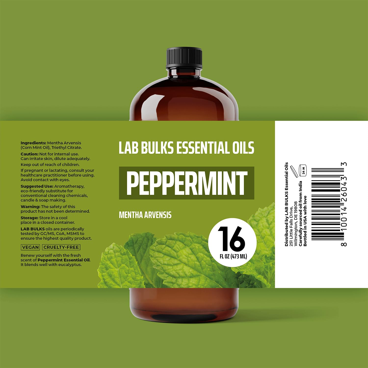 Lab Bulks Peppermint Oil 2 pack packaging shown for bulk use