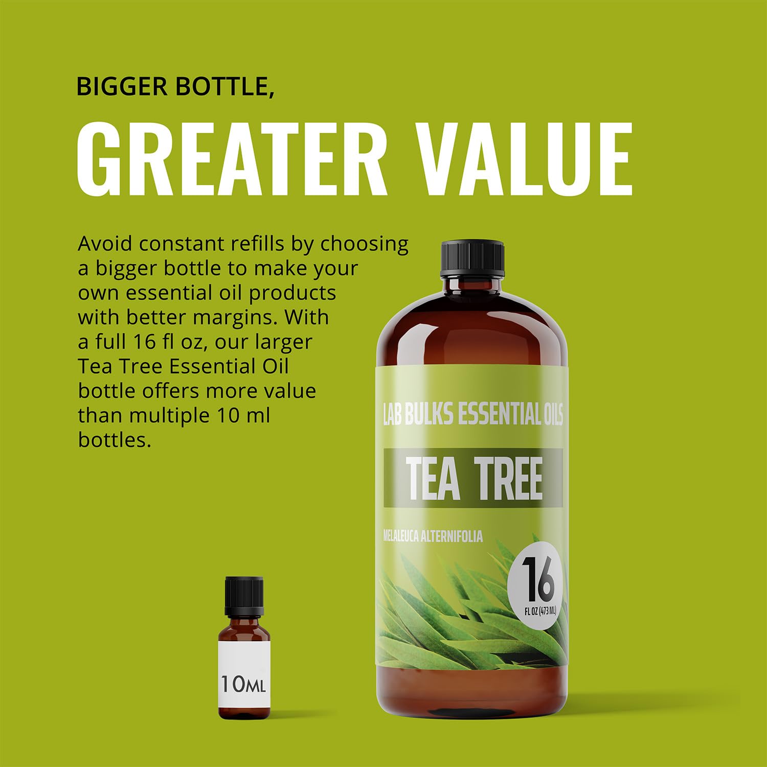 Lab Bulks Tea Tree Oil dilution guide on label.