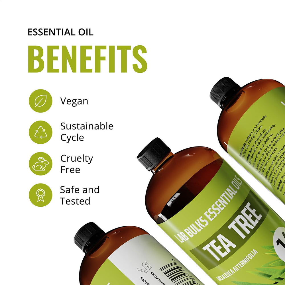 Lab Bulks Tea Tree Oil bottle used in soap crafting projects