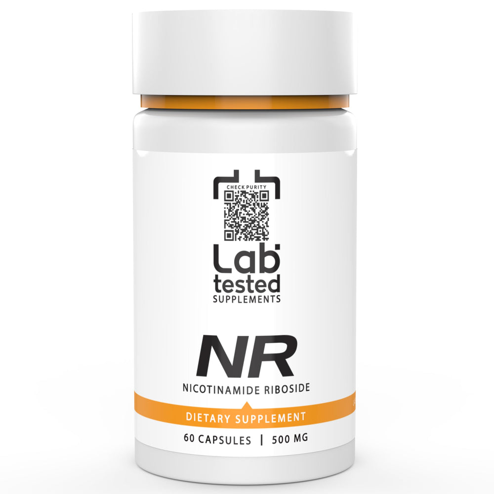 Lab Tested Supplements Nicotinamide Riboside Chloride bottle with 60 capsules for daily dosing.