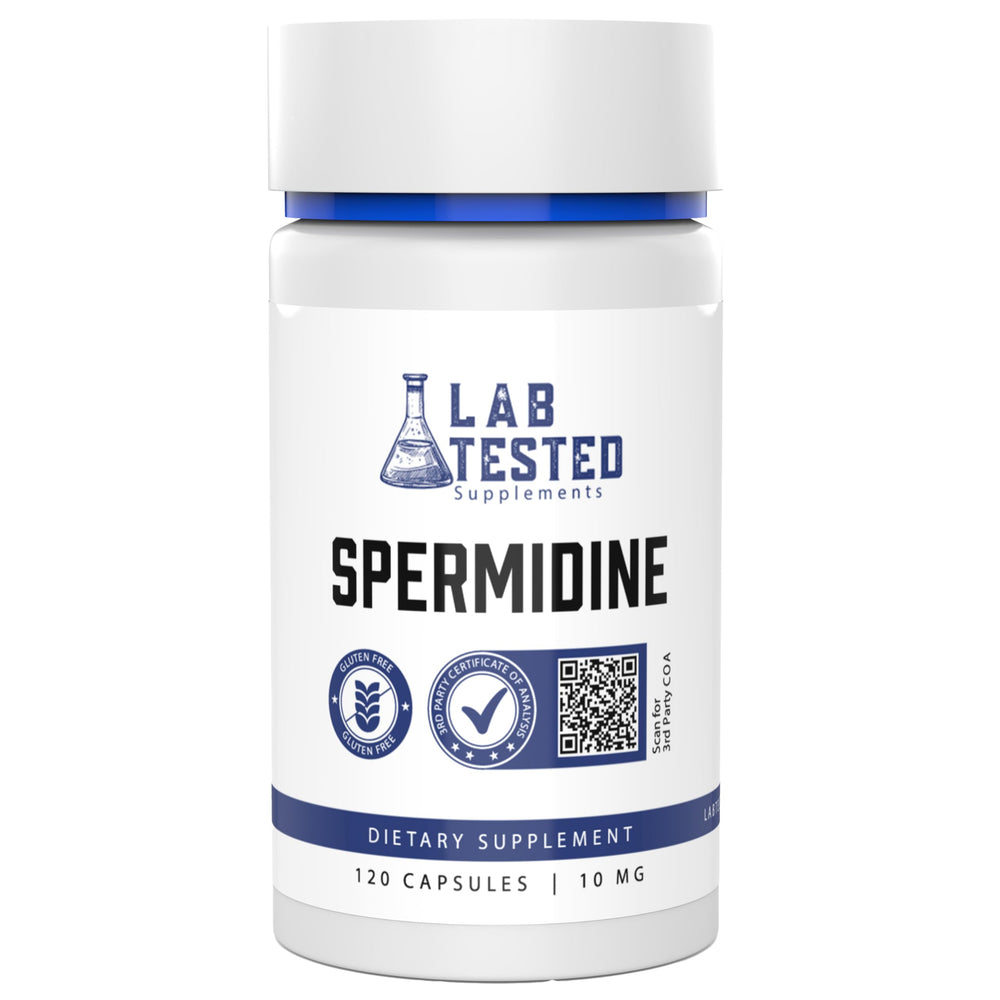 Lab Tested Supplements Spermidine 3HCL bottle pour supports convenient daily dosing