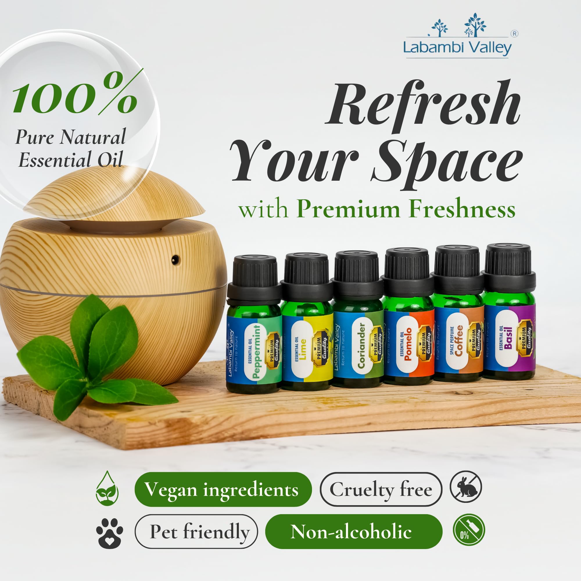 Labambi Valley lime oil diffuser fills rooms with a bright citrus aroma.