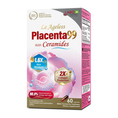 LABO Nutrition Le Ageless Placenta 99 capsules bottle, showcasing skin hydration support.