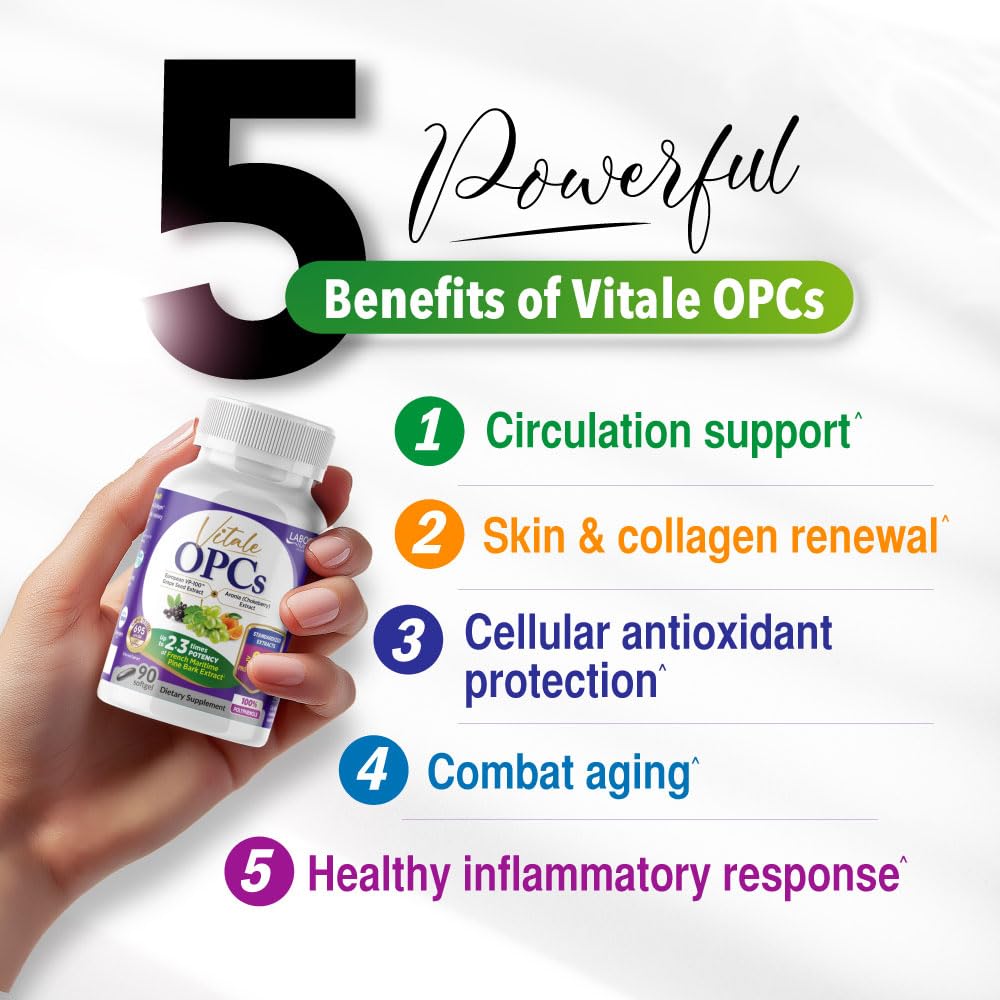LABO Nutrition Vitale OPCs bottle in hand for convenient daily supplementation.