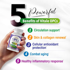 LABO Nutrition Vitale OPCs bottle in hand for convenient daily supplementation.