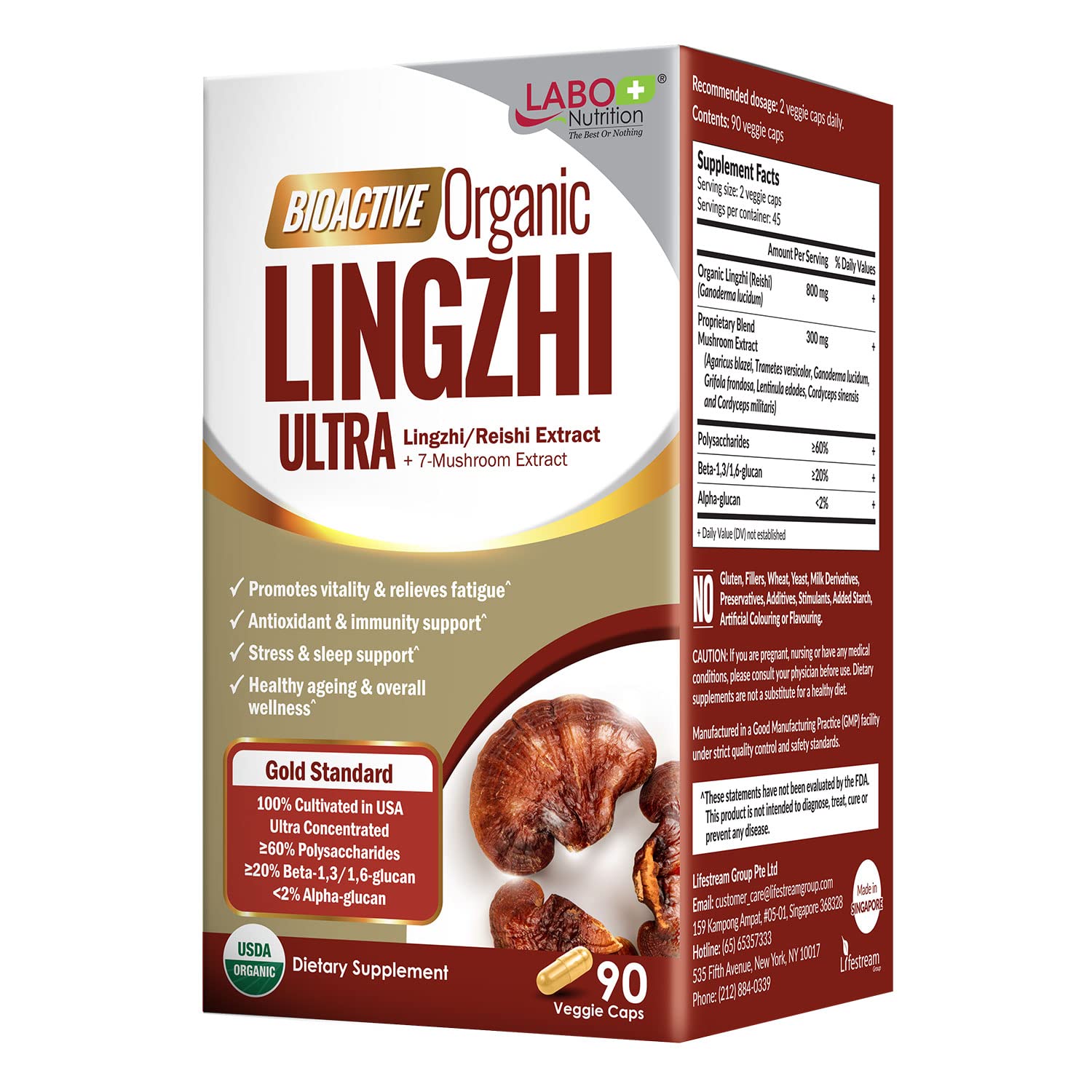 LABO Nutrition Bioactive Lingzhi Reishi Ultra bottle pour supports daily vitality