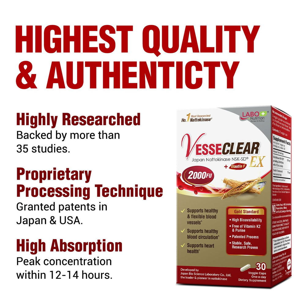 LABO Nutrition Elastin F ingredient shown for elastic arterial support.
