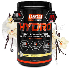 Labrada Hydro vanilla canister ready for a high-protein routine
