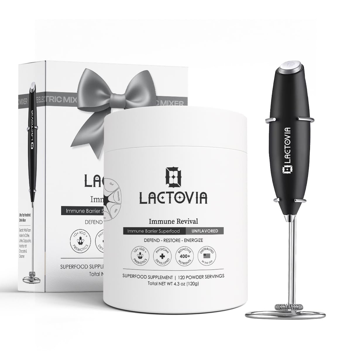 Lactovia bovine colostrum powder bottle showcasing premium quality for daily gut support