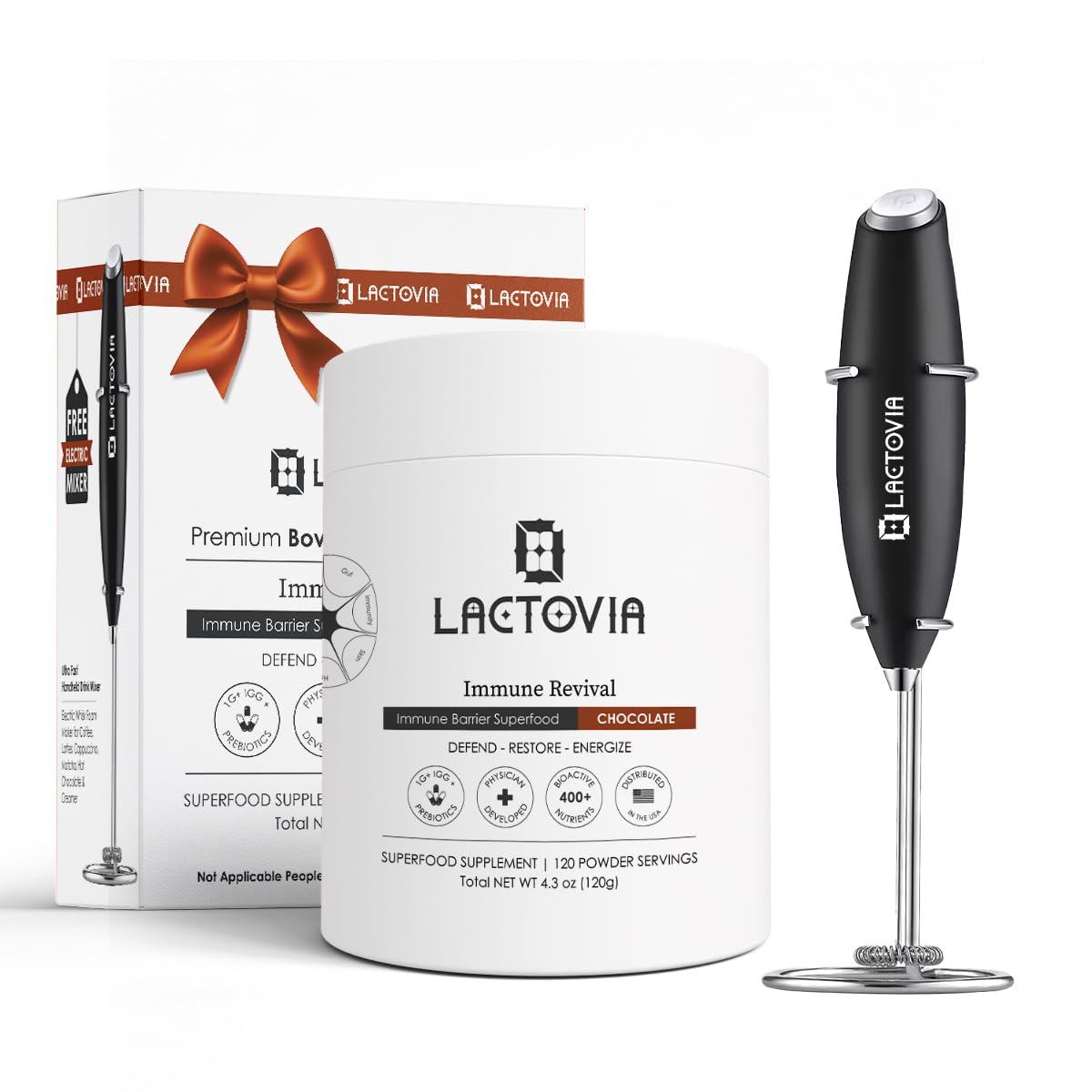 LACTOVIA bovine colostrum powder in a grass-fed jar for daily immunity support