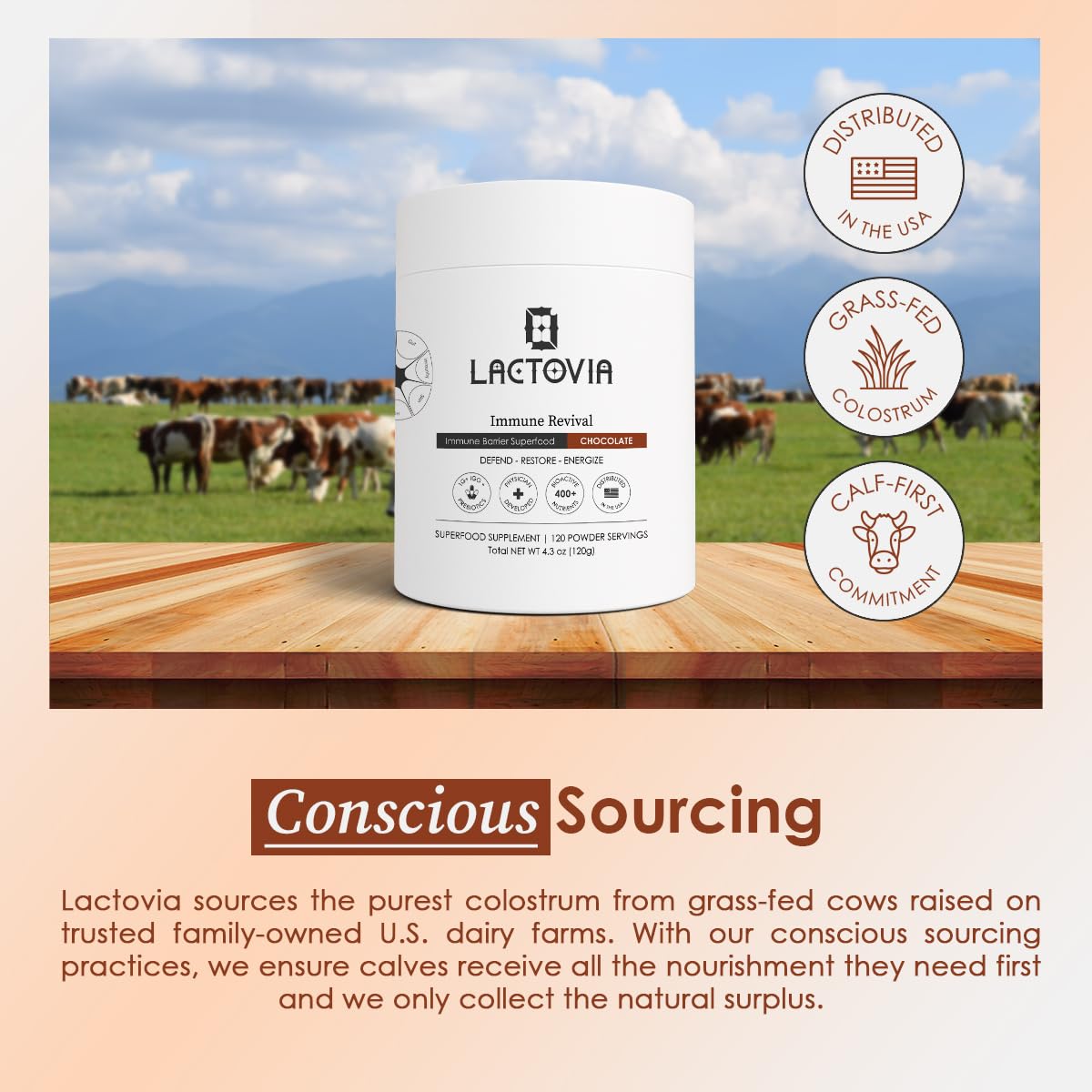LACTOVIA colostrum powder supports immune health and easy mixing