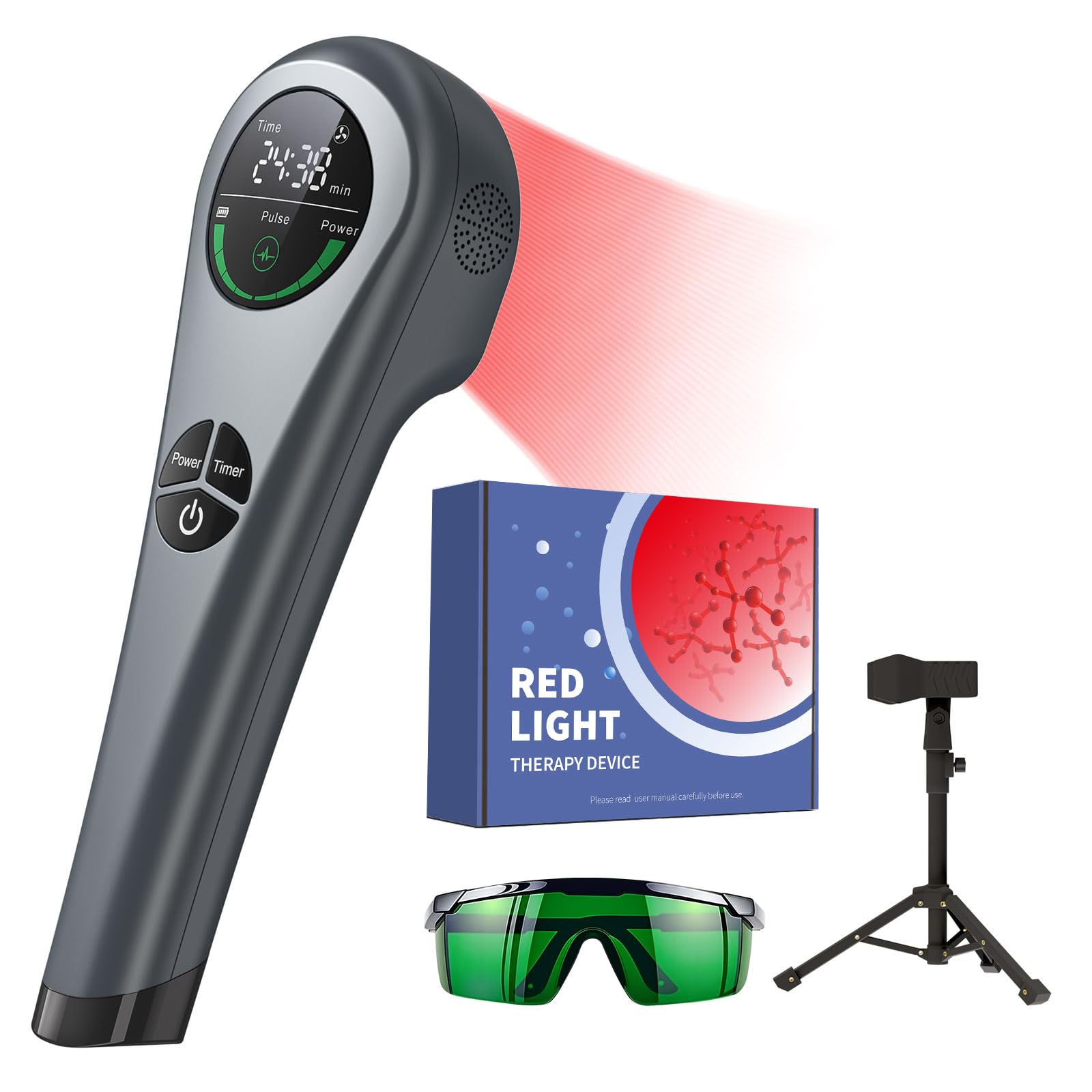 LAFCARE handheld red light therapy with stand for hands-free comfort at home
