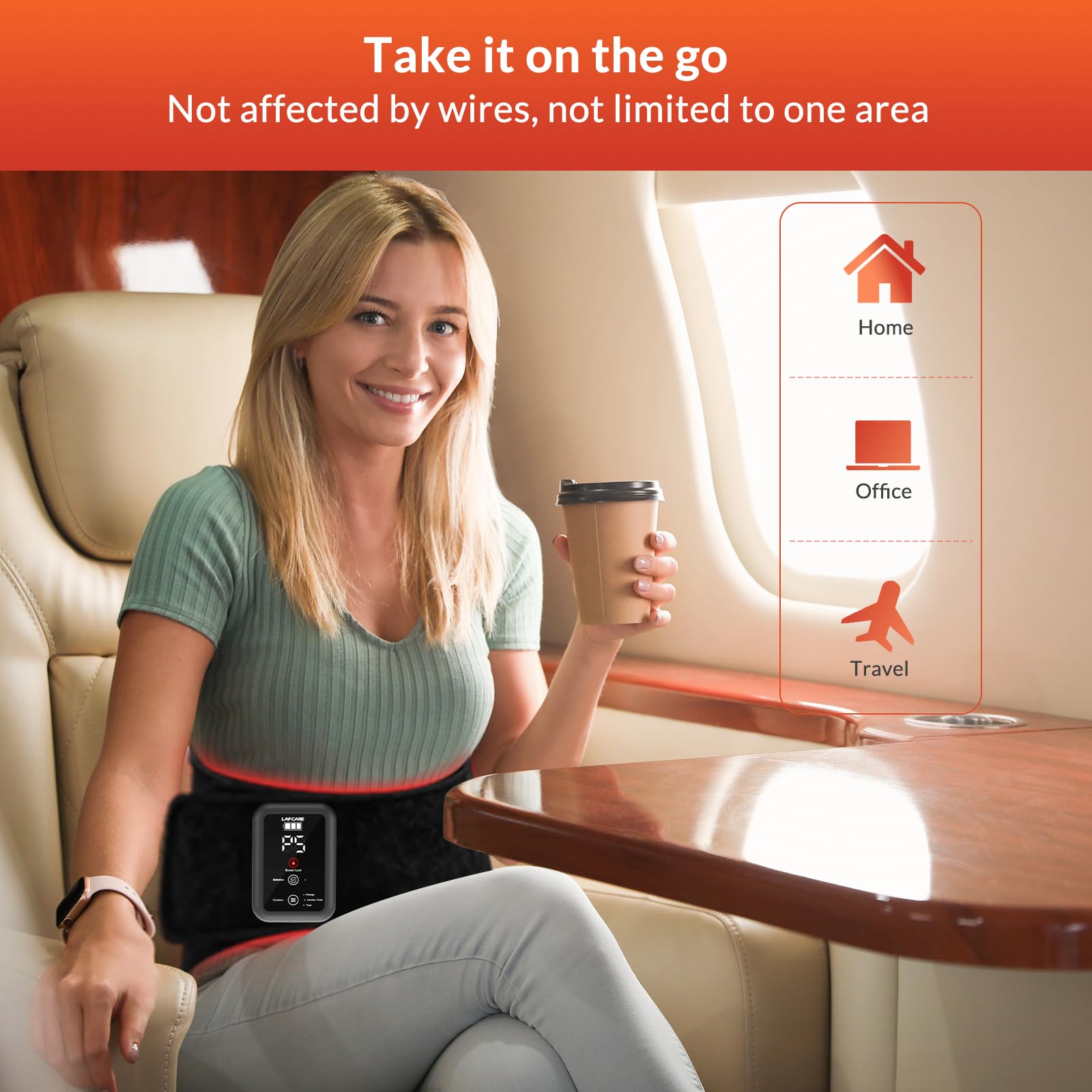 LAFCARE Red Light Belt adjustable fit supports different body areas with customizable light
