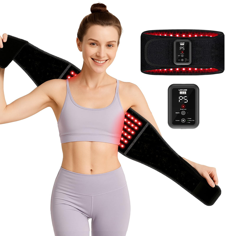 LAFCARE Red Light Belt demonstrates back-relaxation with 660nm/850nm therapy for daily comfort