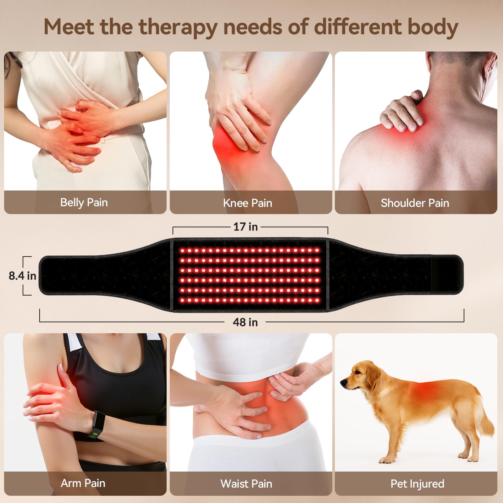 LAFCARE Red Light Belt chest coverage with broad-area warmth.