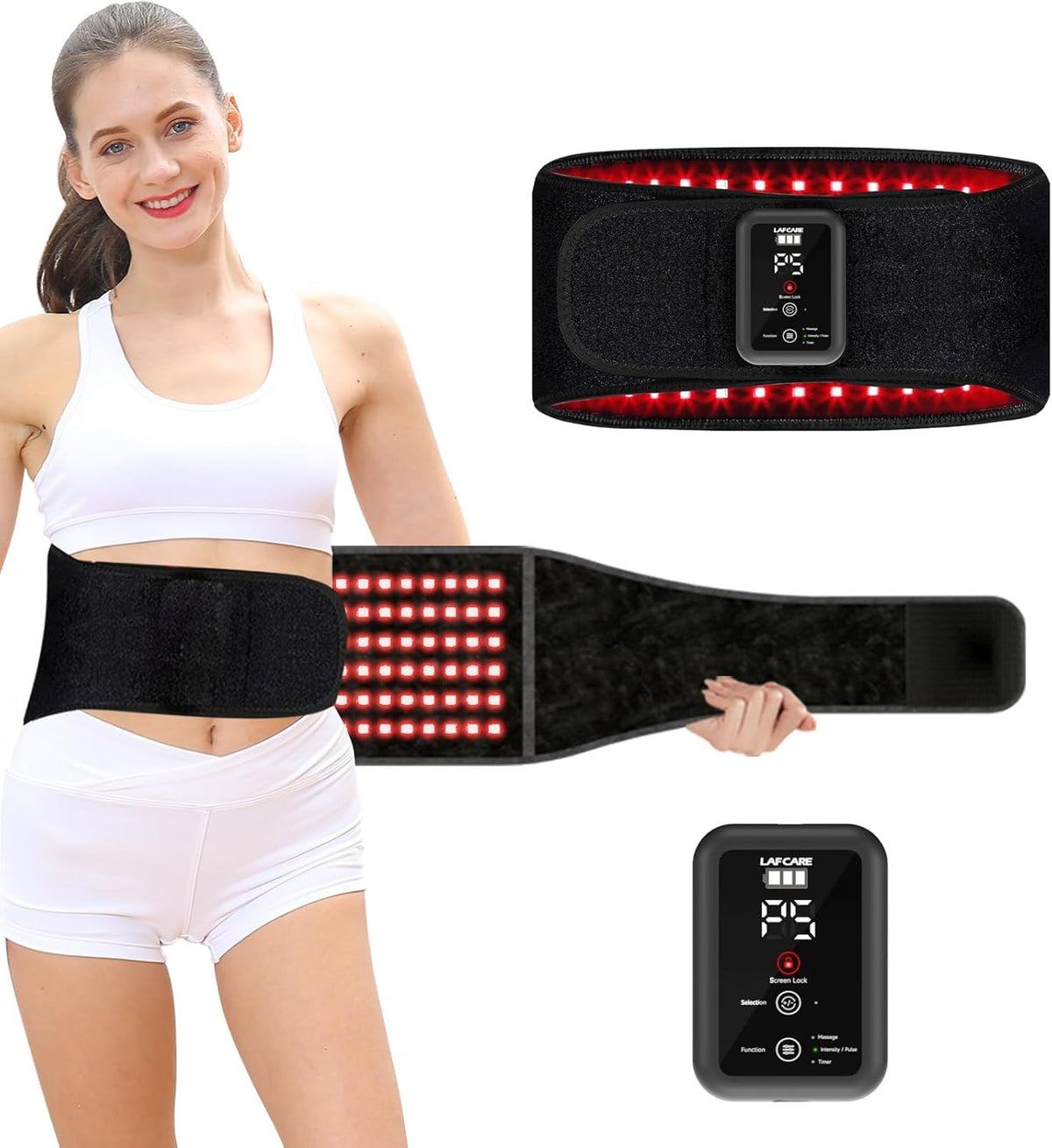 LAFCARE red light belt front view for at-home relaxation with gentle warmth.