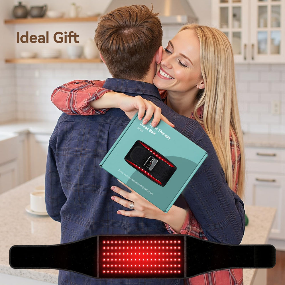 LAFCARE Red Light Belt in use to relax during daily activities.