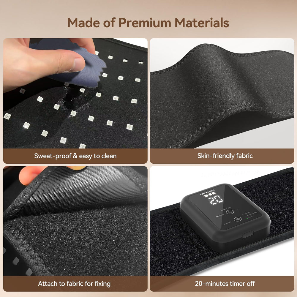 LAFCARE Red Light Belt portable battery enables cordless sessions.