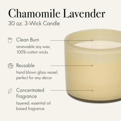 LAFCO New York Chamomile Lavender candle with warm amber glow for relaxation