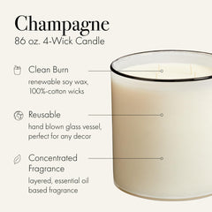LAFCO New York Champagne candle jar with embossed label adds luxury to living spaces