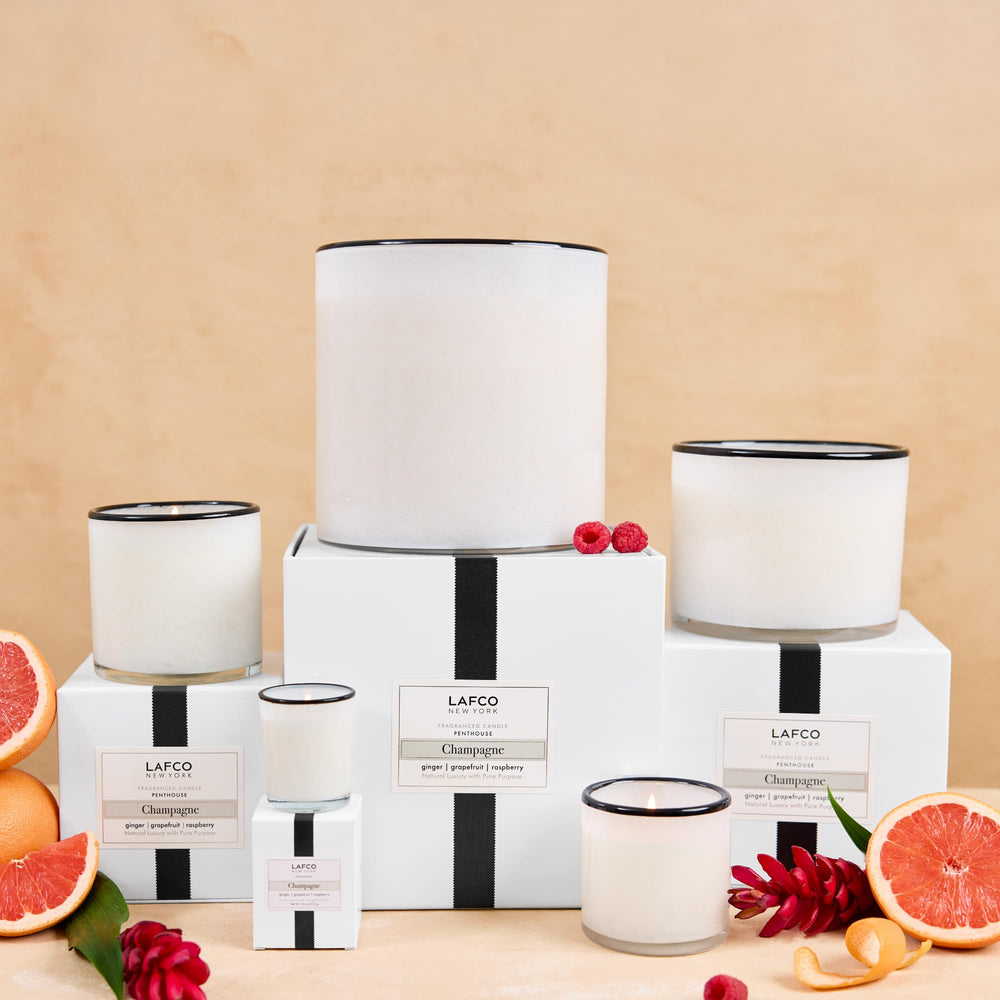 LAFCO Champagne candle packaging shown for gift-ready presentation