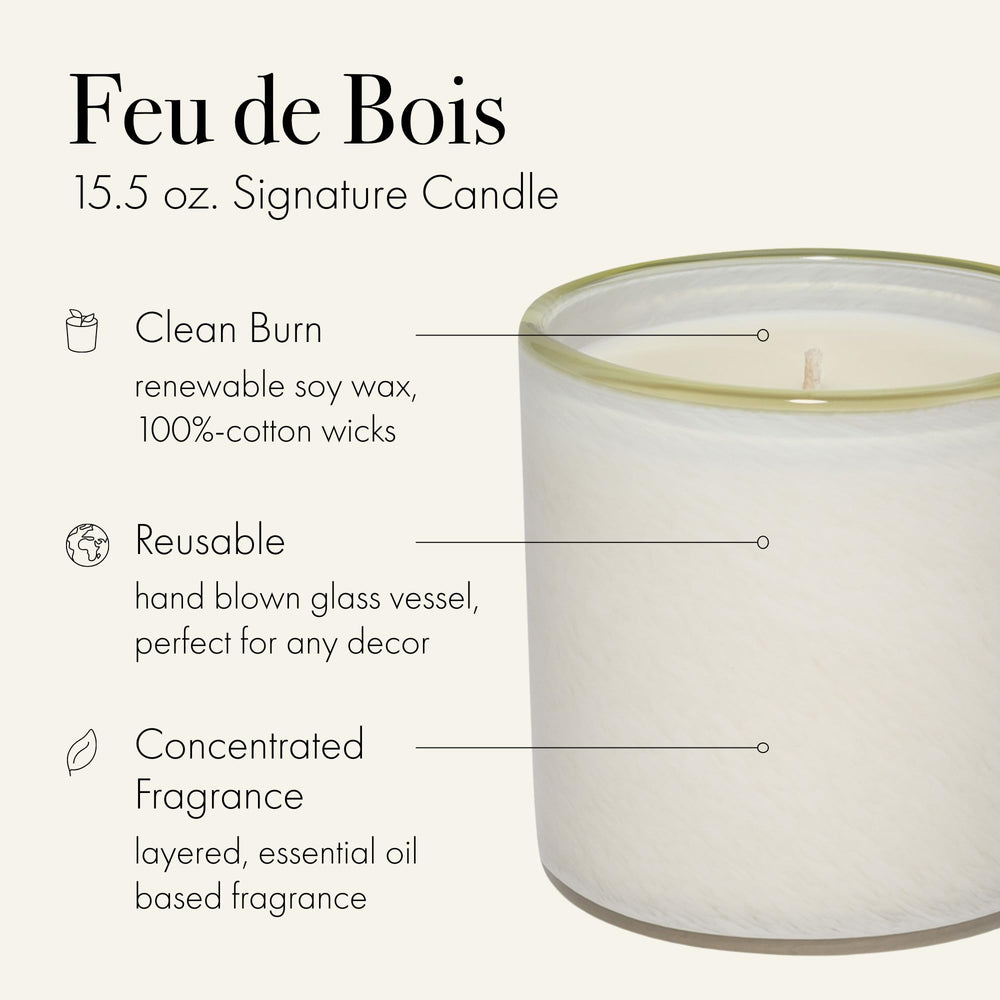 LAFCO New York Feu de Bois hand blown glass vessel adds decor friendly sophistication.