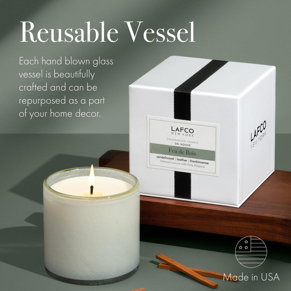 Embossed label adds luxury touch to a refined home corner.