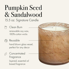 LAFCO New York Holiday Signature Fall Candle in a hand-blown glass vessel enhances ambient lighting.
