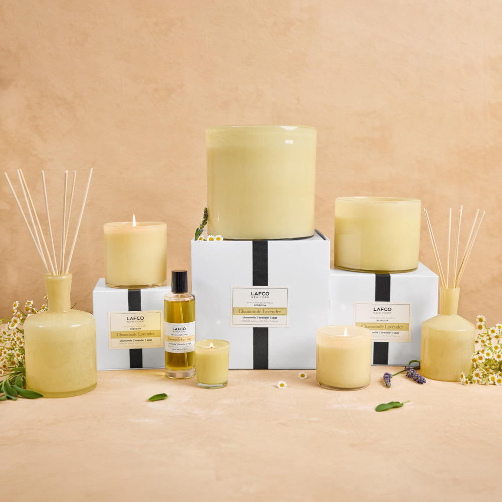 86 oz candle size shown beside room setup for scale and style.