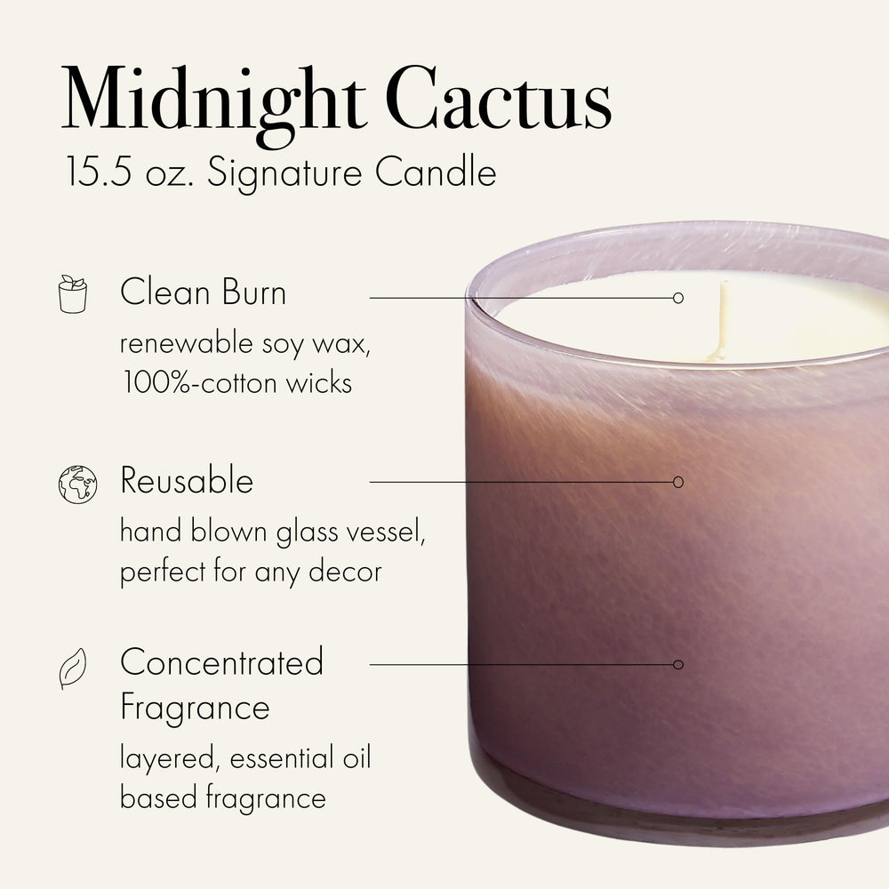 LAFCO New York Midnight Cactus glass vessel close-up highlights artisanal craftsmanship.