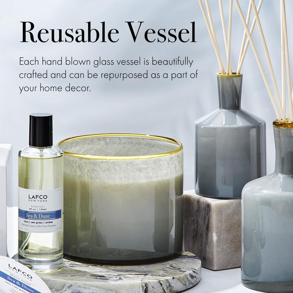 Sea & Dune candle placed in coastal-inspired decor for relaxation