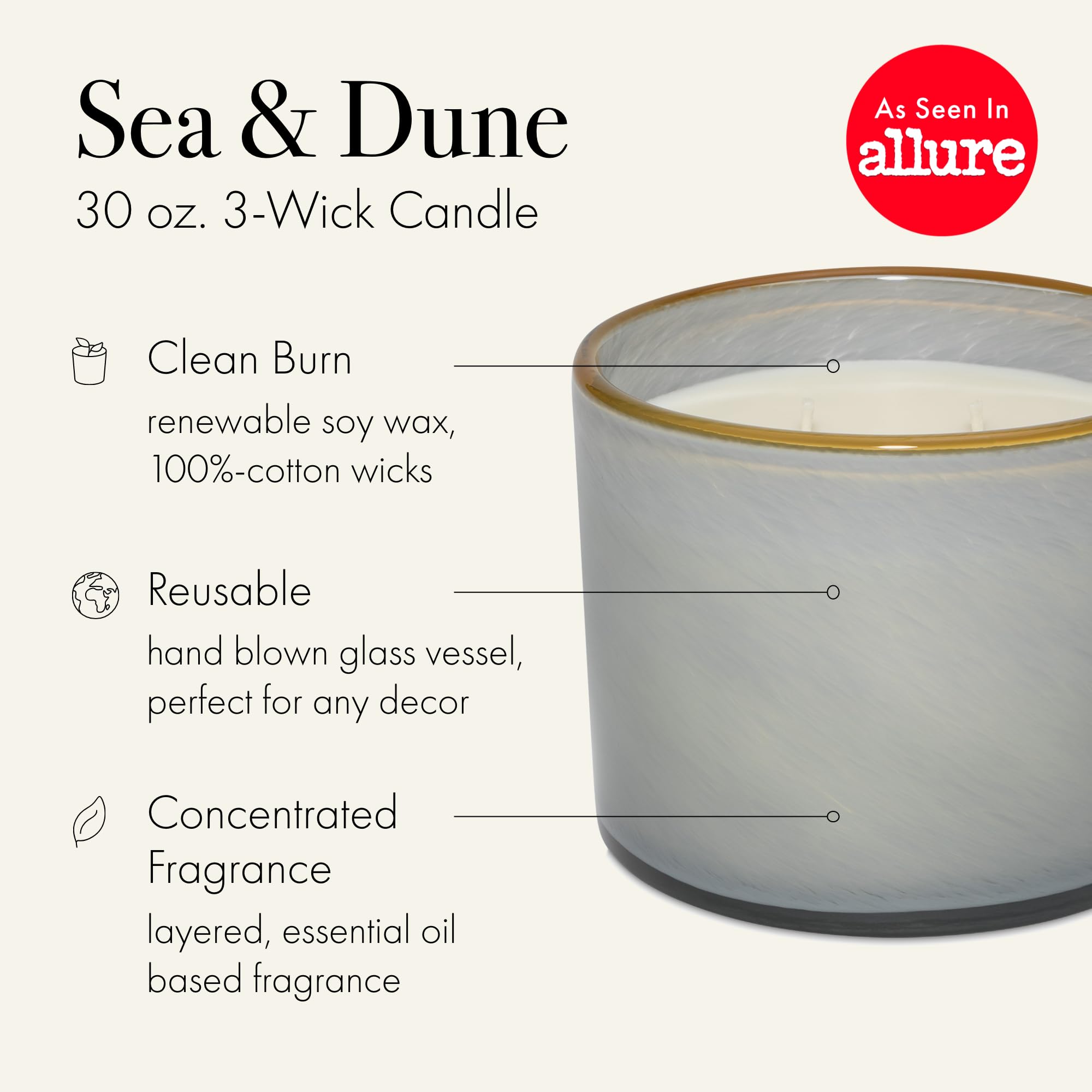 Close-up of Sea & Dune fragrance notes for coastal mood