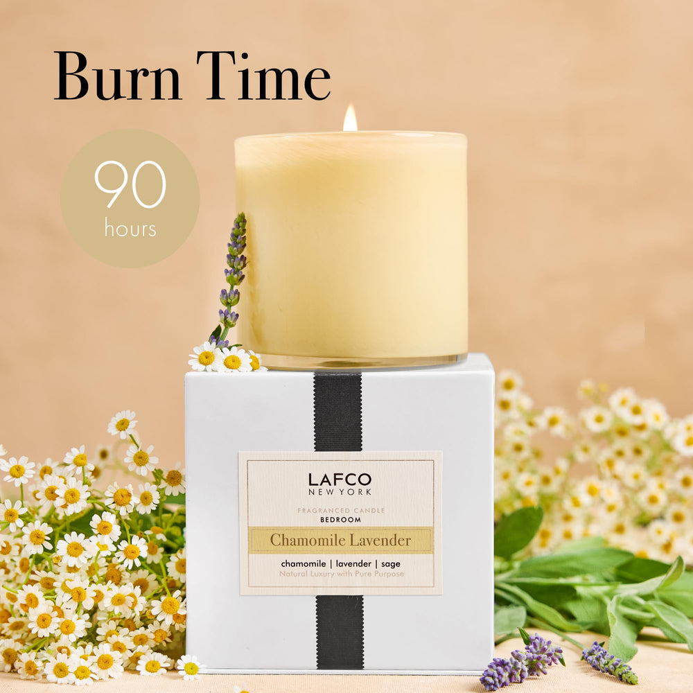 LAFCO New York Signature Candle Chamomile Lavender wax closeup emphasizing slow, even burn and scent release.