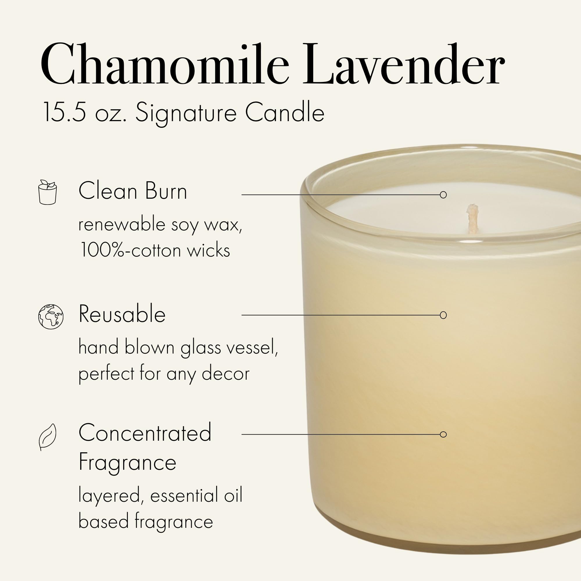 LAFCO New York Chamomile Lavender candle close-up of wax; long-lasting scent potential.