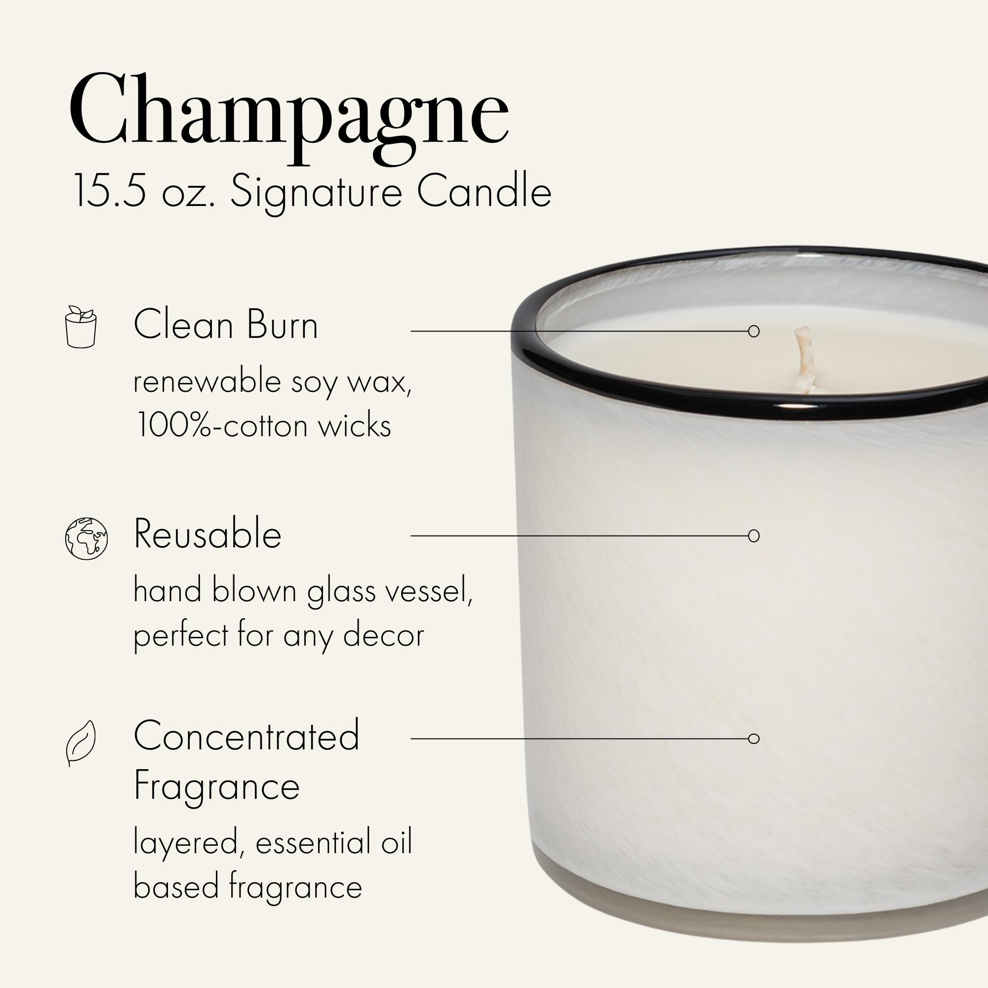 LAFCO New York Signature Champagne candle closeup shows orange and mandarin zest brightening the air.