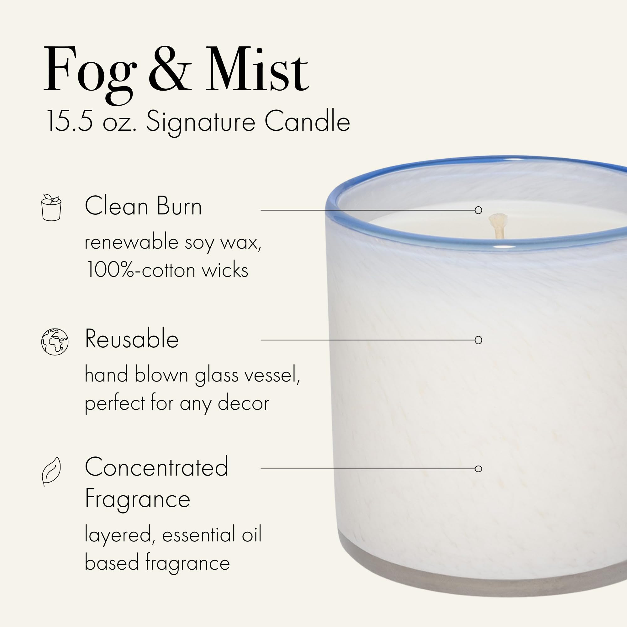 LAFCO New York Fog & Mist hand-blown glass vessel showcases artisanal craftsmanship
