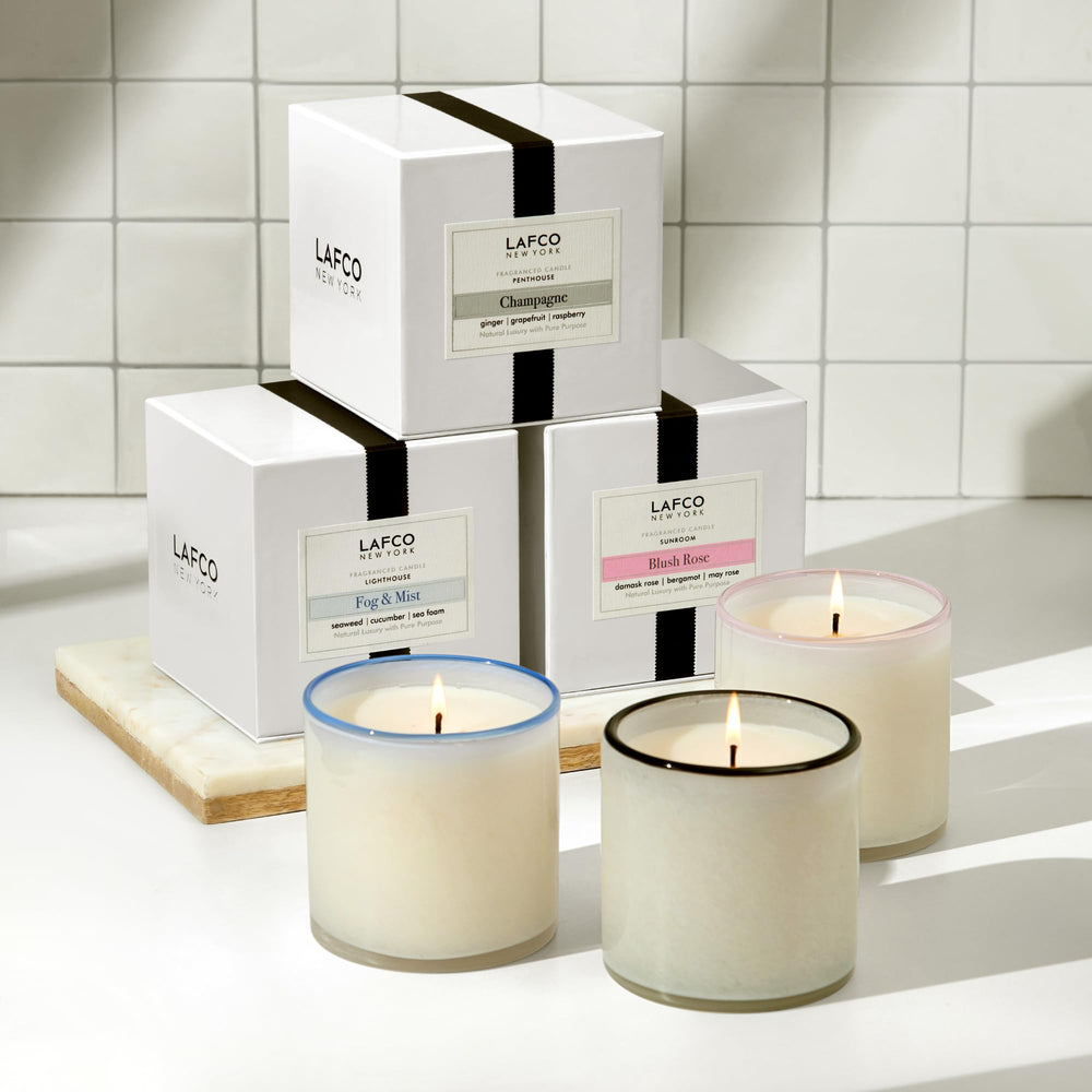 LAFCO New York Fog & Mist room setting shows elegant scent styling