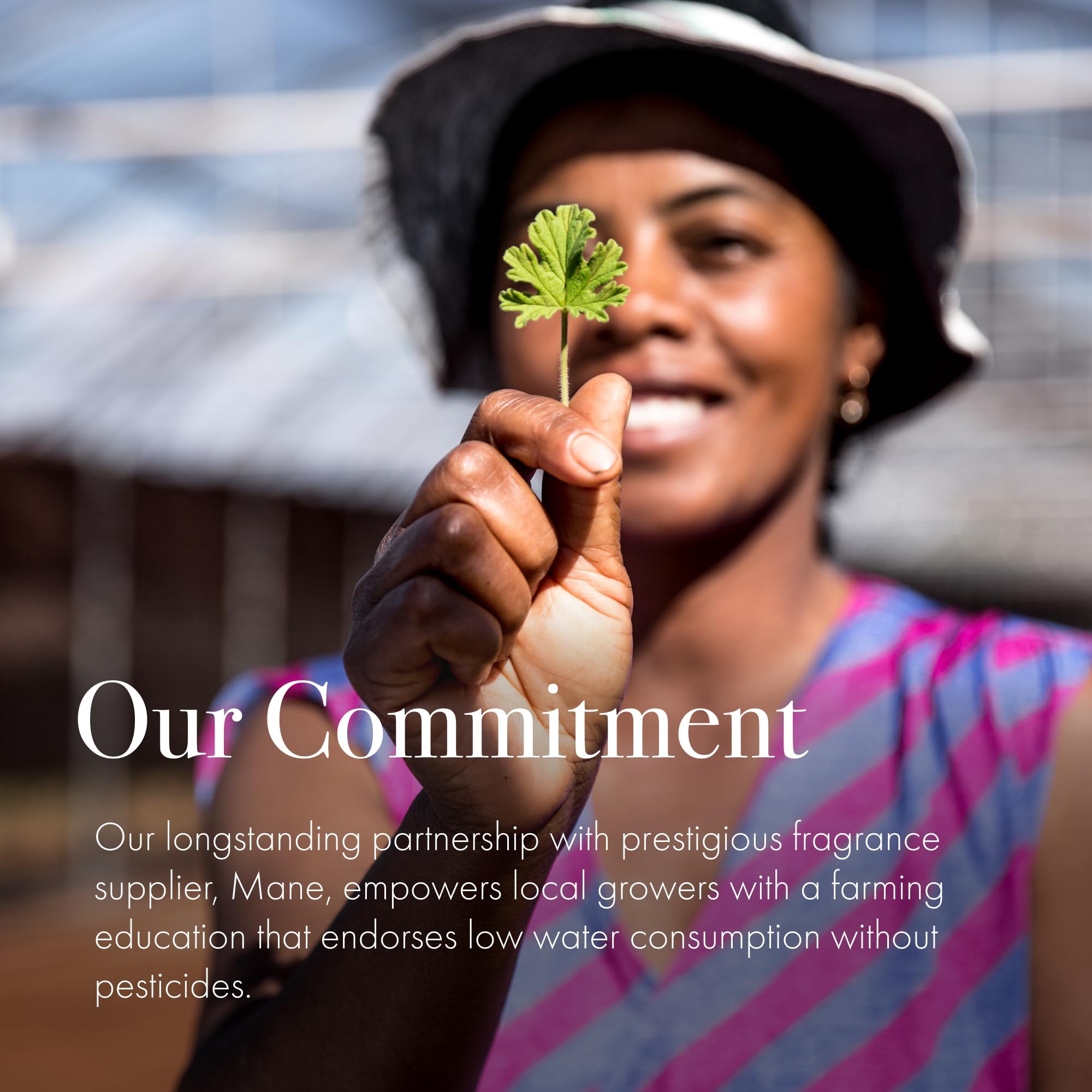 Detailed label hints at USA-made craftsmanship and sustainable ingredients.
