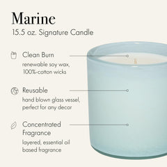 LAFCO New York Signature Marine candle wax close-up highlighting rich fragrance notes for cozy evenings.