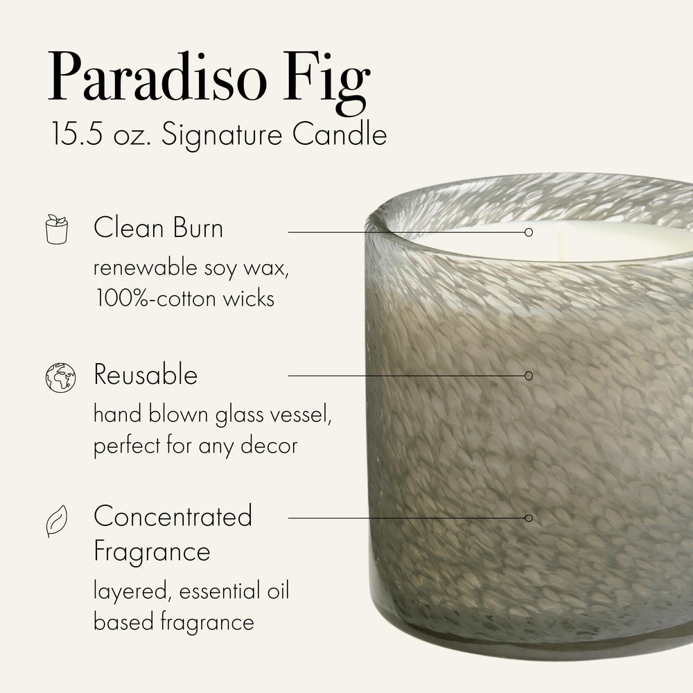 LAFCO New York Signature Candle Paradiso Fig burning scene offers a warm glow and inviting atmosphere.
