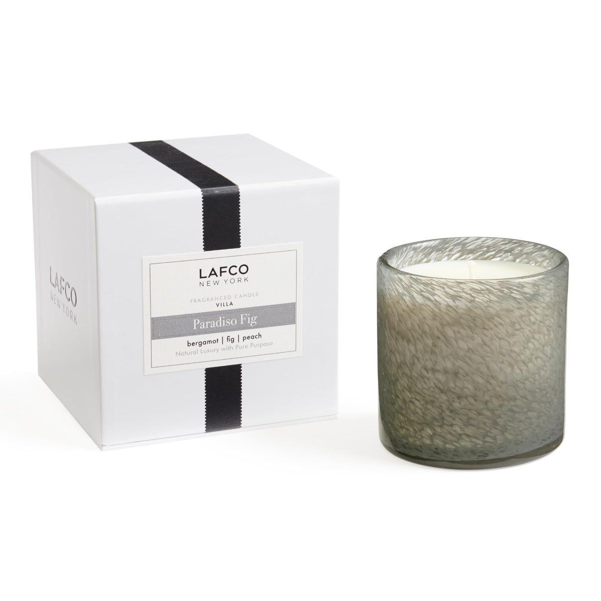 LAFCO New York Signature Candle Paradiso Fig glass vessel emphasizes artful, reusable design for chic decor.