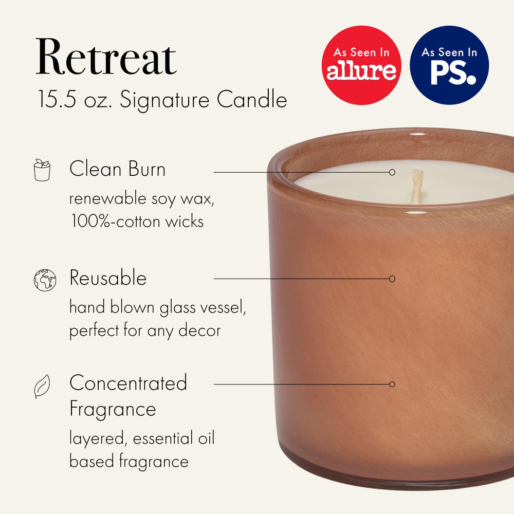 Close-up of Retreat candle wax texture releasing fragrance from LAFCO New York.